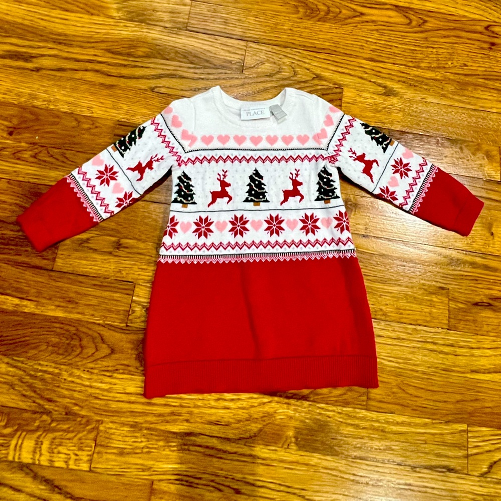 Th Children’s Place Christmas Fairisle Sweater Dress 12-18 Months